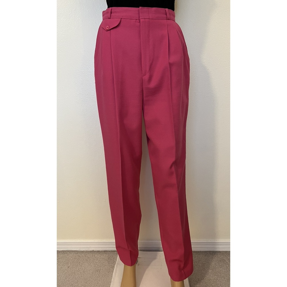 Vintage Lady Manhattan Hot Pink High Rise Pleated Tapered Dress Pants Womens 12